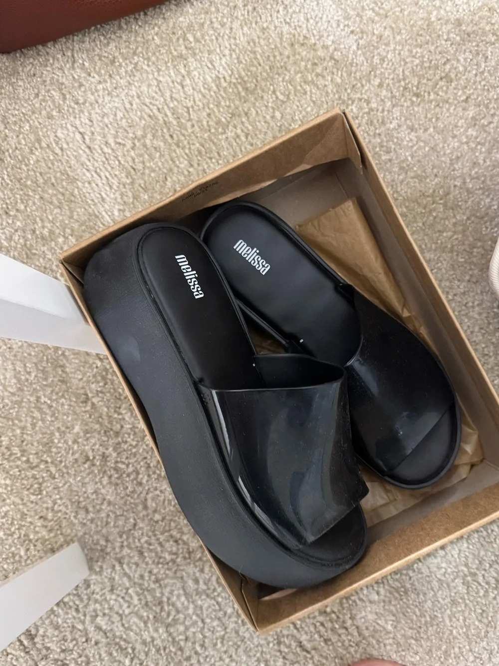 Melissa Black Glossy Platform Slide Sandals